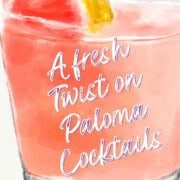 hand drawn sketch of a pink paloma cocktail in a tall collins glass.