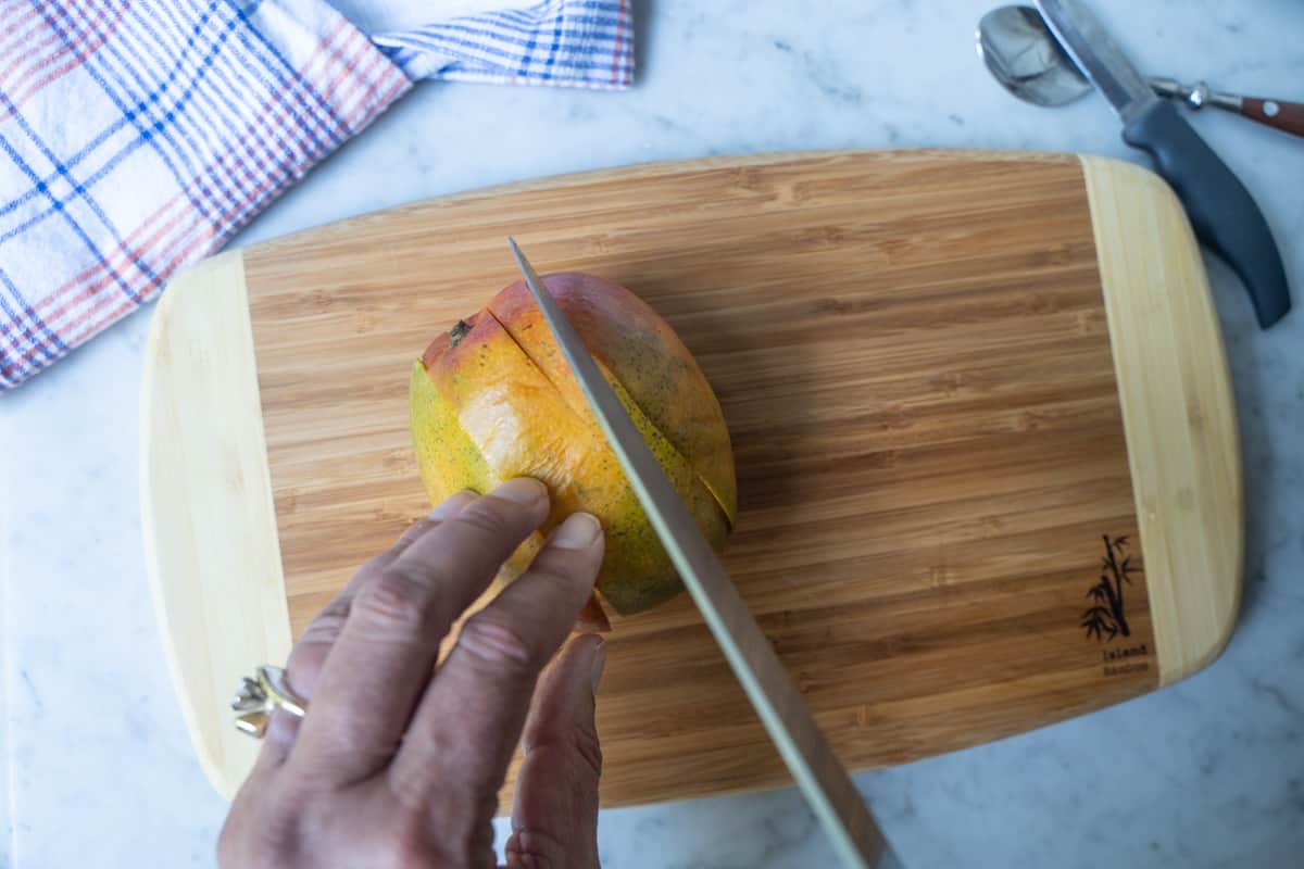 Mango on a cutting board