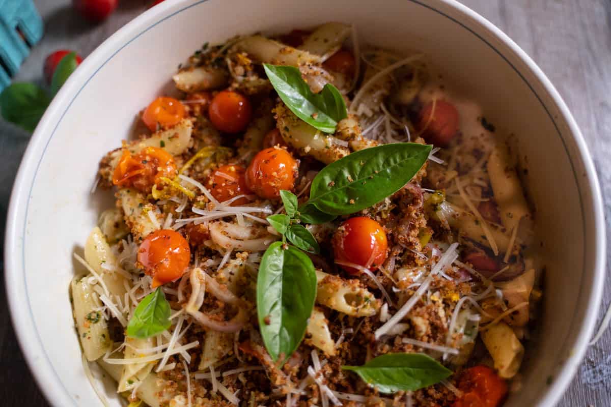 Roasted Cherry Tomato Pasta Recipe For Two | Our Table 4 2