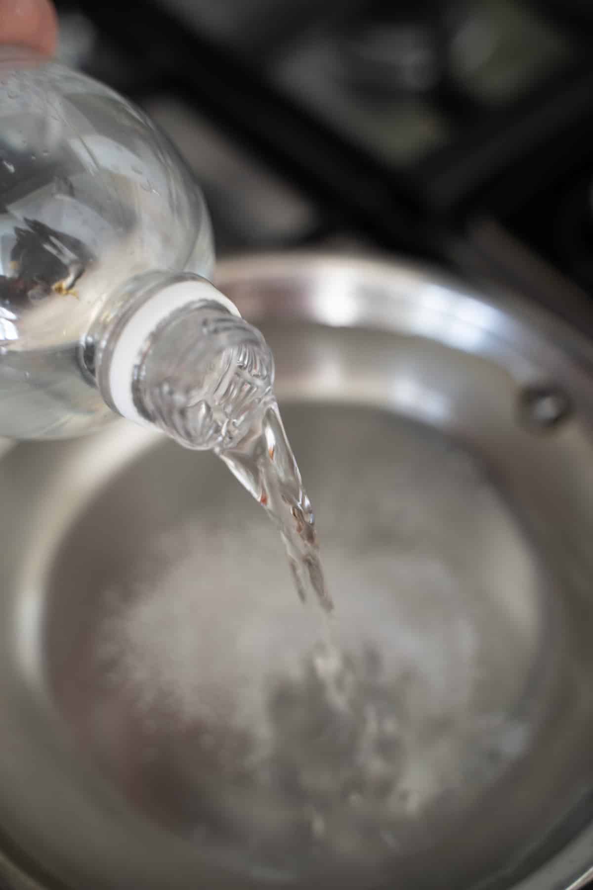 seasoning water in 8 inch skillet with vinegar and salt
