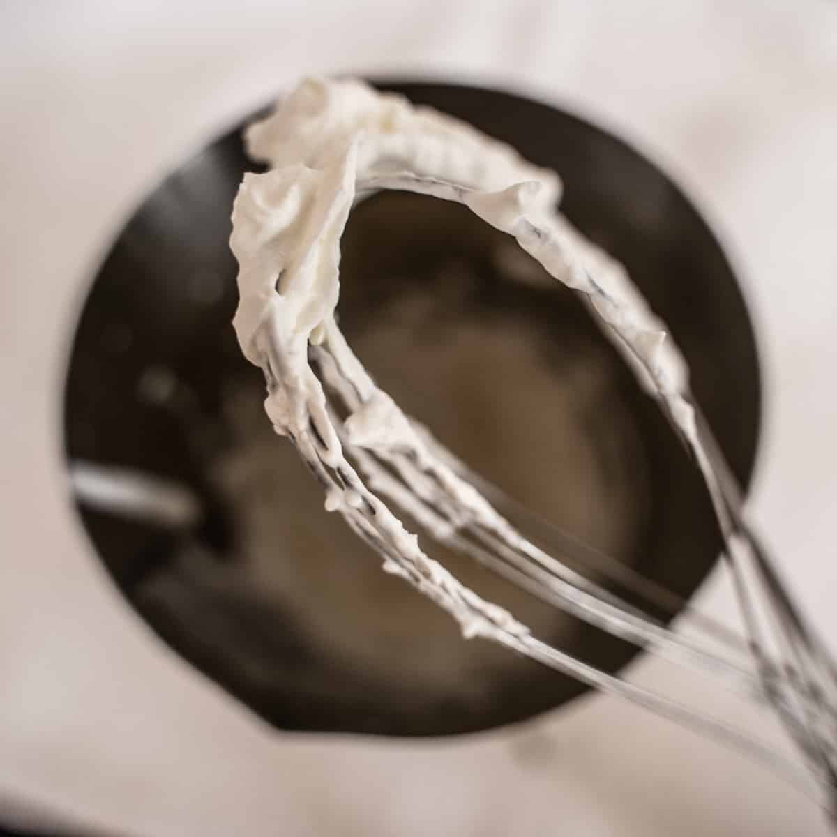 whipped cream on mixer beater