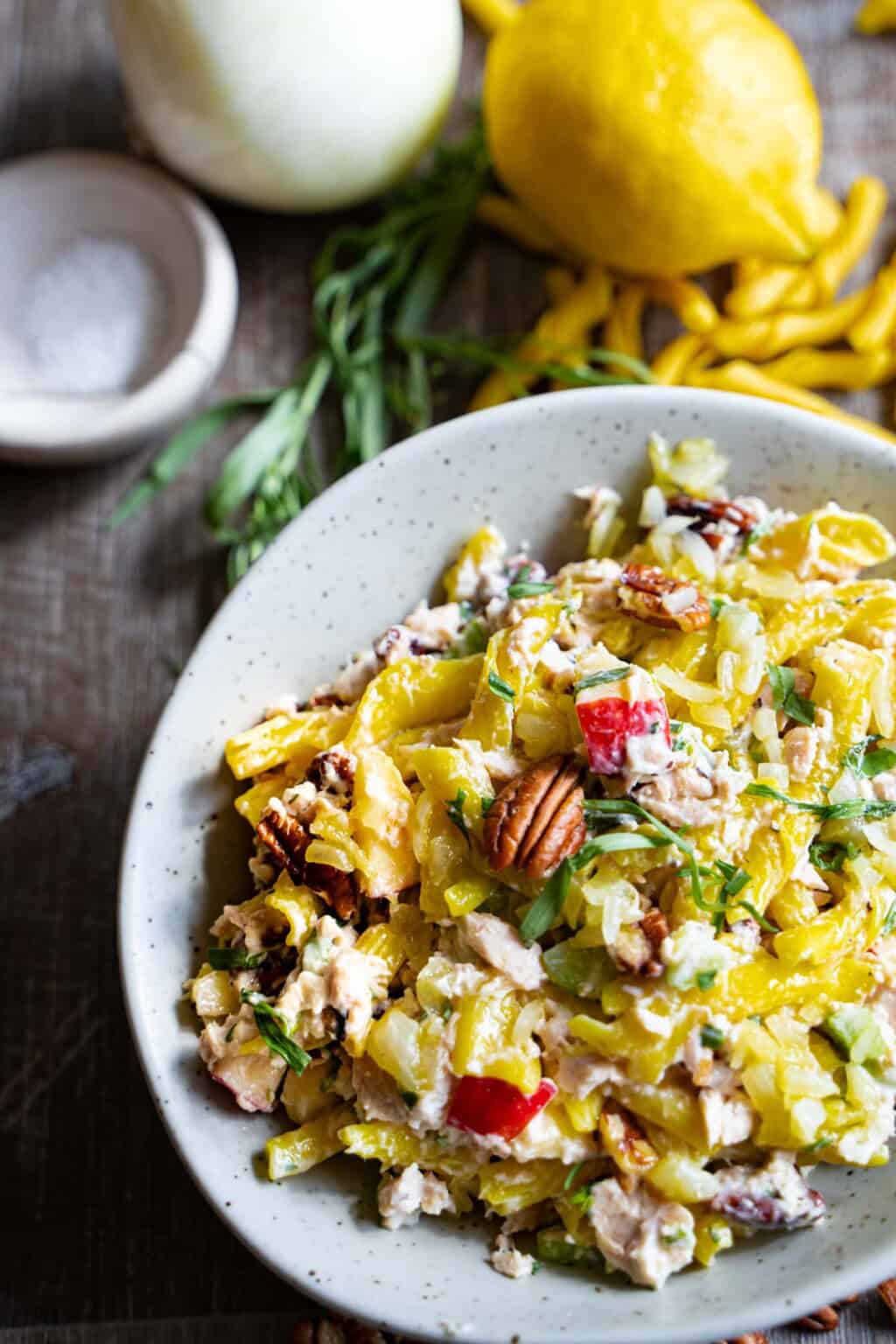 Cold Waldorf Tuna Pasta Salad (apples and pecans) Our Table 4 2