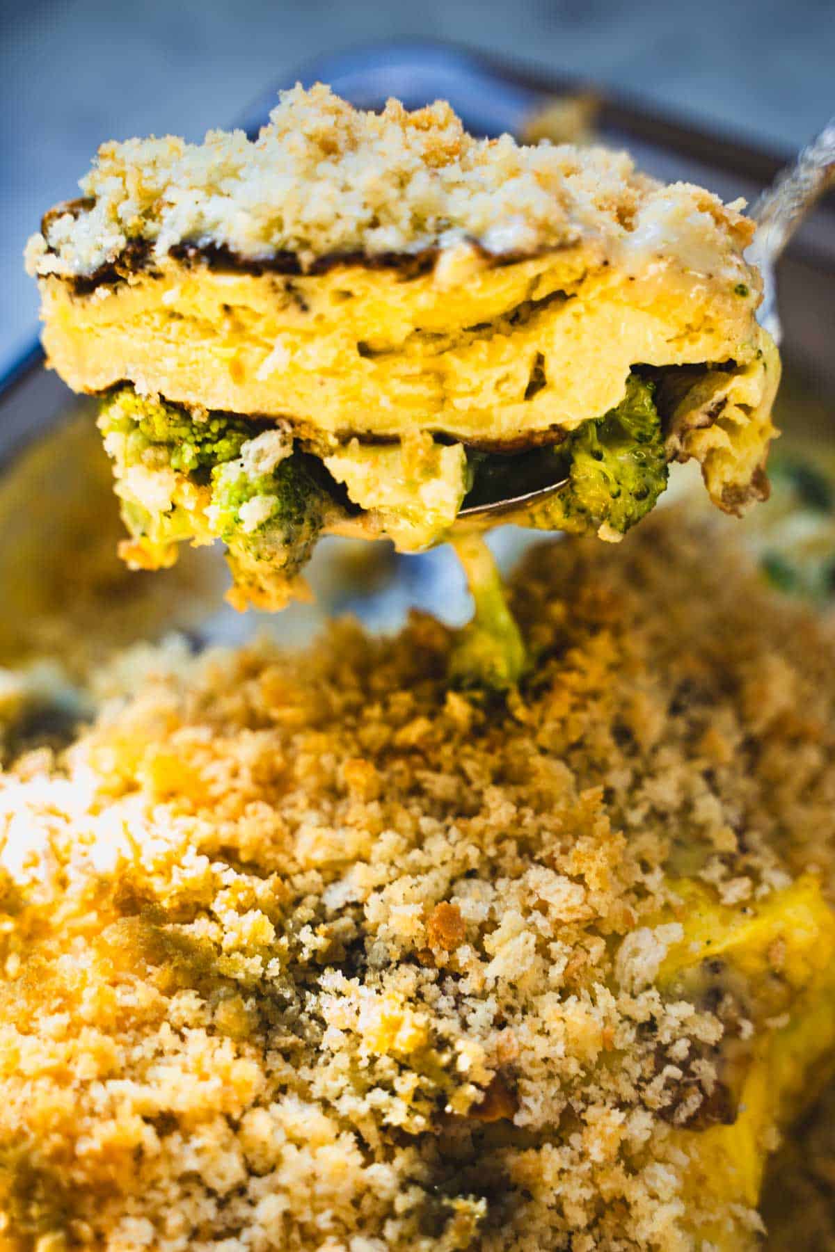 Cottage Cheese Egg Bake on a spoon that was baked in a loaf pan.