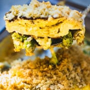 Cottage Cheese Egg Bake on a spoon that was baked in a loaf pan.